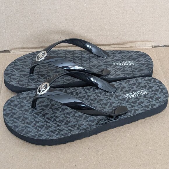 MICHAEL KORS Women's Flip Flops ACTIVE TRAVIS FLIP FLOP Size 6M Black - Picture 5 of 10